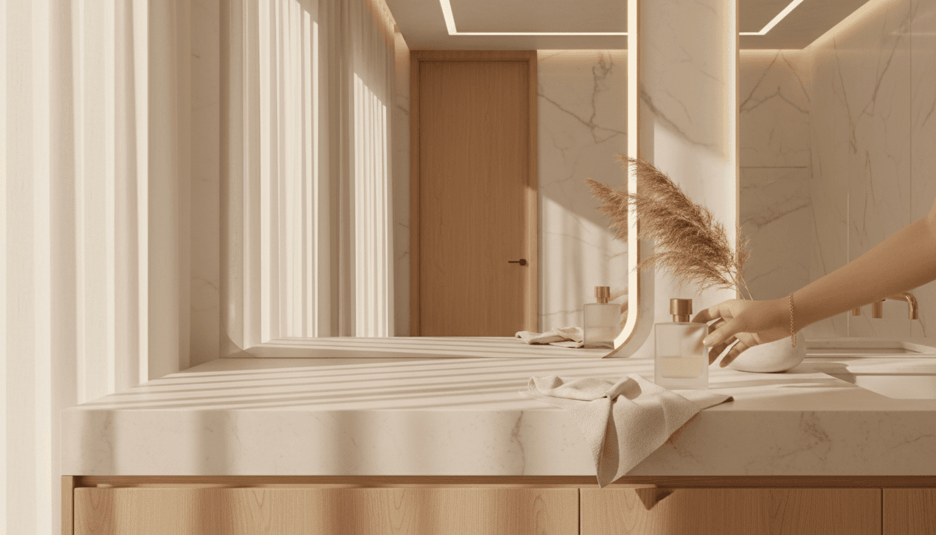 Intimate bathroom vanity detail with luxury fixtures at celebration